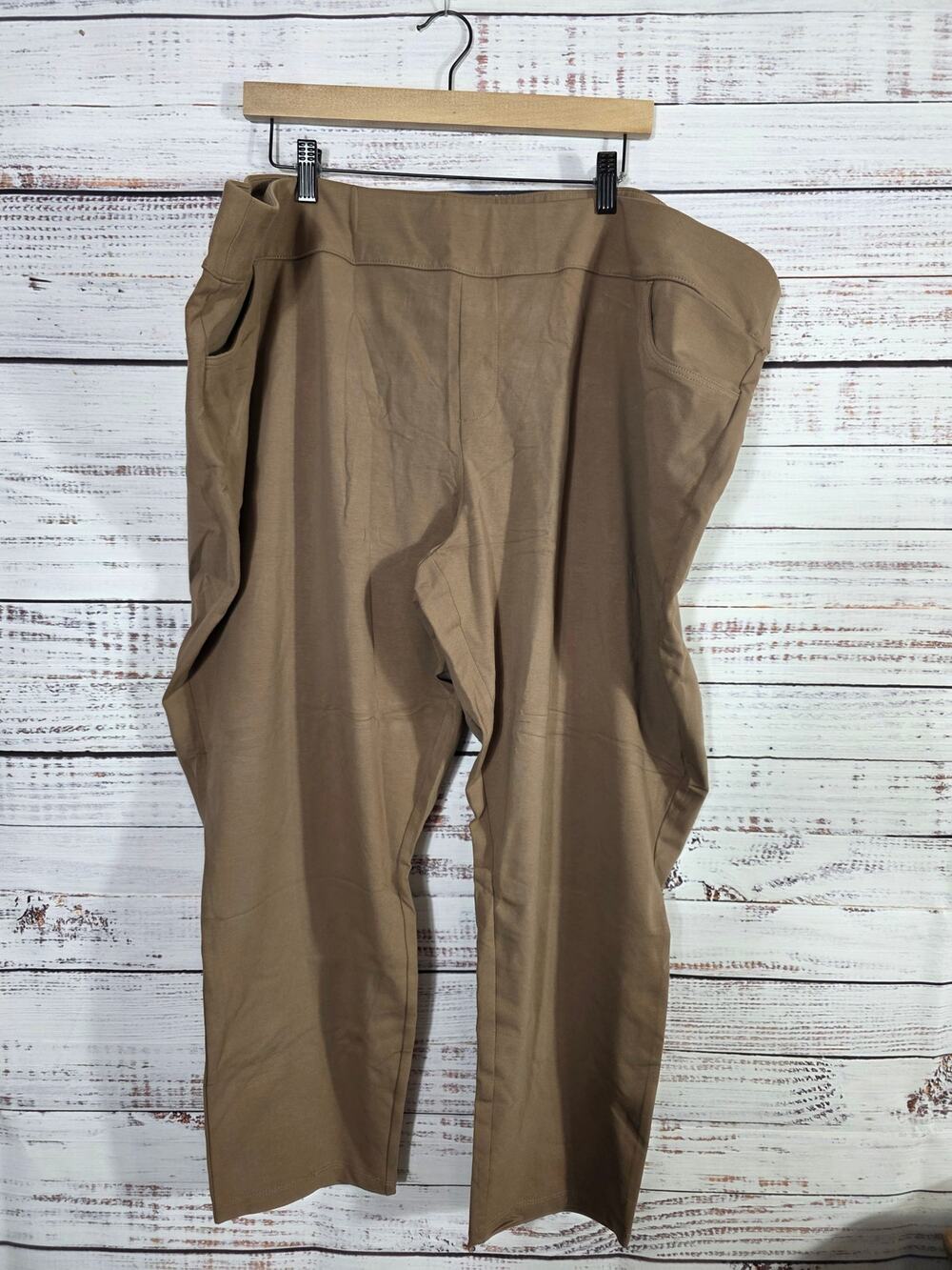 Susan Graver Weekend pull on khaki dress pants womens plus size 4XP